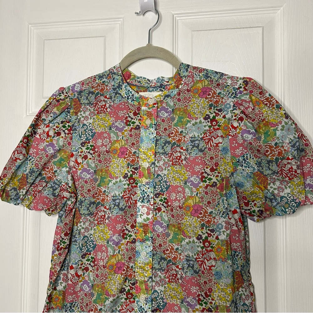 J Crew Classic Fit Short Puff Sleeve Top in Liberty Patchwork Dream Floral - Picture 4 of 12